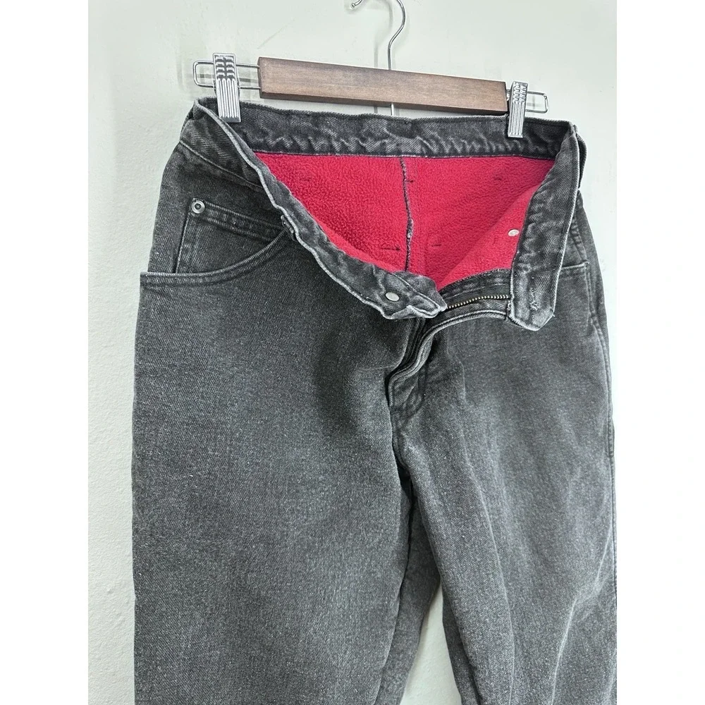 Lands' End Mens Fleece Lined Jeans 28x30 Thermal Black Denim Straight Leg